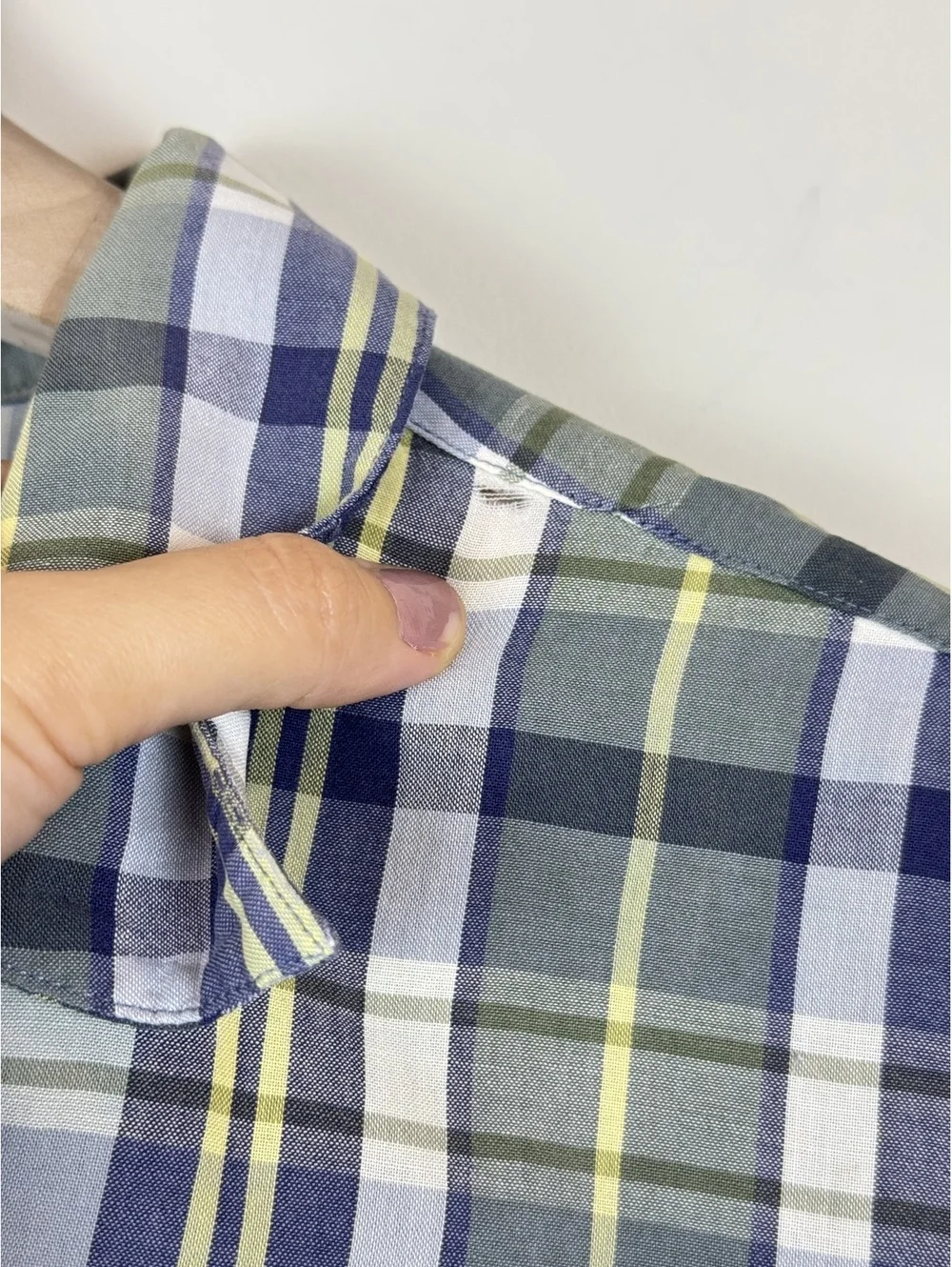 Vintage J.Crew Men’s M Plaid Short Sleeve Cotton Camp Shirt Blue Green 90s